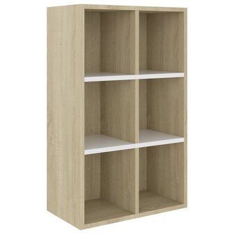 Boekenkast/dressoir 66x30x98 cm bewerkt hout wit sonoma eiken 8719883675084 2