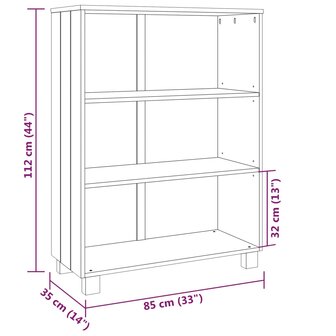 Boekenkast HAMAR 85x35x112 cm massief grenenhout wit 8720286818312 8