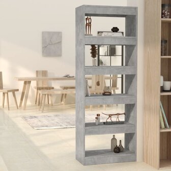 Boekenkast/kamerscherm 60x30x166 cm spaanplaat betongrijs 8720286843345 1