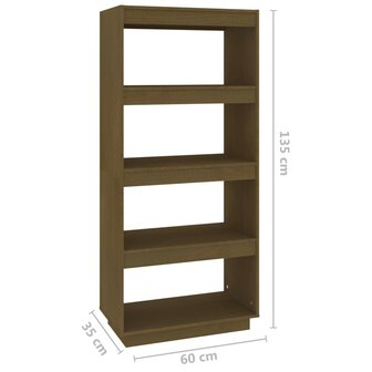 Boekenkast/kamerscherm 60x35x135 cm grenenhout honingbruin 8720286816035 7