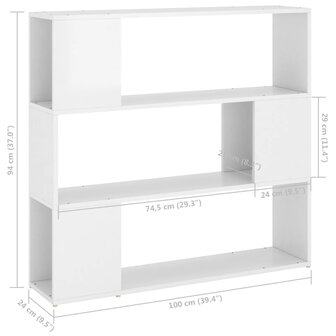 Boekenkast/kamerscherm 100x24x94 cm hoogglans wit 8720286651414 7