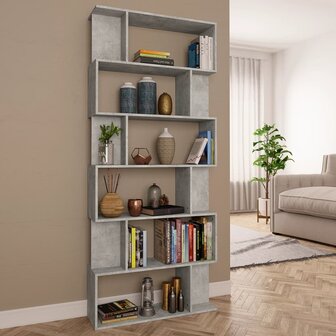 Boekenkast / kamerscherm 80x24x192 cm bewerkt hout betongrijs 8719883672557 1