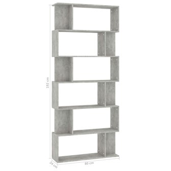 Boekenkast / kamerscherm 80x24x192 cm bewerkt hout betongrijs 8719883672557 7