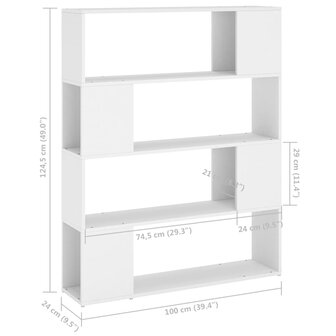 Boekenkast/kamerscherm 100x24x124 cm wit 8720286651445 7