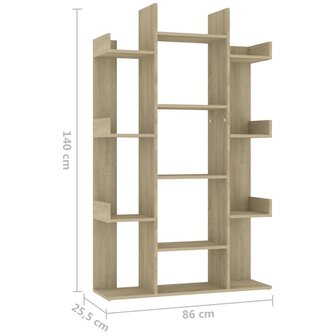 Boekenkast 86x25,5x140 cm spaanplaat sonoma eikenkleurig 8720286645833 7