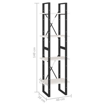 Boekenkast met 4 schappen 40x30x140 cm massief grenenhout 8720286567135 9