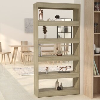 Boekenkast/kamerscherm 80x30x166 cm spaanplaat sonoma eiken 8720286843581 1