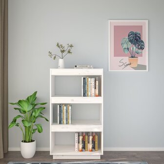 Boekenkast/kamerscherm 60x35x103 cm massief grenenhout wit 8720286815960 3