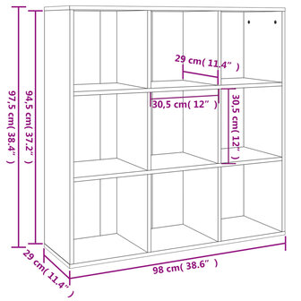 Boekenkast 98x29x97,5 cm gerookt eikenkleurig 8720286954331 7