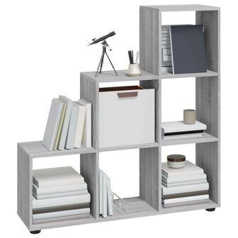 Boekenkast trapvormig 107 cm bewerkt hout grijs sonoma eiken 8720286945780 3