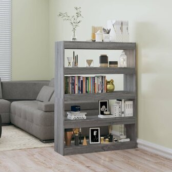 Boekenkast/kamerscherm 100x30x135 cm grijs sonoma eikenkleurig 8720286844670 1