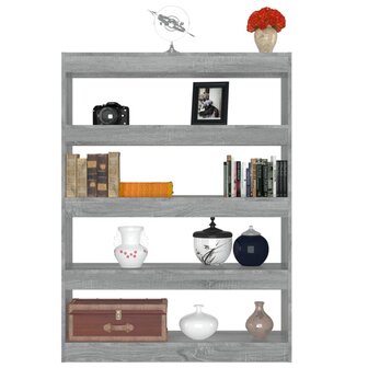 Boekenkast/kamerscherm 100x30x135 cm grijs sonoma eikenkleurig 8720286844670 6