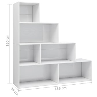 Boekenkast/kamerscherm 155x24x160 cm bewerkt hout hoogglans wit 8719883786124 6