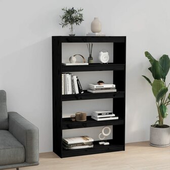 Boekenkast/kamerscherm 80x30x135,5 cm massief grenenhout zwart 8720286608975 3