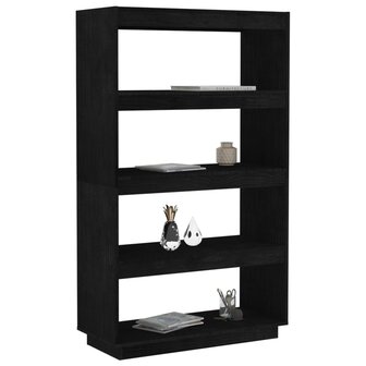 Boekenkast/kamerscherm 80x35x135 cm massief grenenhout zwart 8720286816240 4