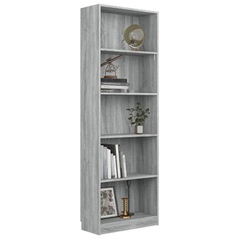 Boekenkast 60x24x175 cm bewerkt hout grijs sonoma eikenkleurig 8720286976388 3