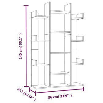 Boekenkast 86x25,5x140 cm bewerkt hout bruin eikenkleur 8720286979402 8