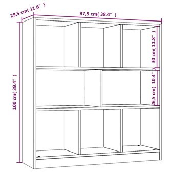 Boekenkast 97,5x29,5x100 cm bewerkt hout bruin eikenkleur 8720845694111 7