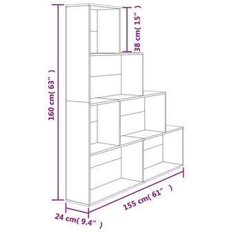 Boekenkast/kamerscherm 155x24x160 cm bewerkt hout betongrijs 8719883786100 8