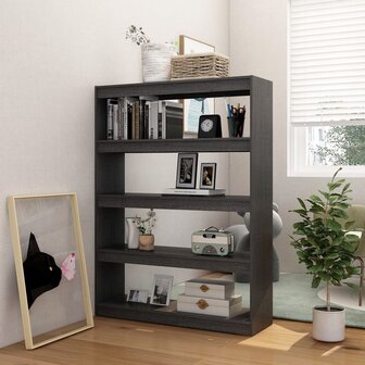 Boekenkast/kamerscherm 100x30x135,5 cm massief grenenhout grijs 8720286609200 3