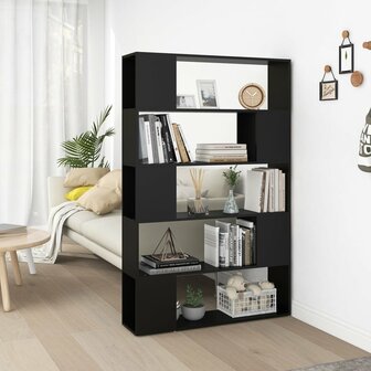 Boekenkast/kamerscherm 100x24x155 cm spaanplaat zwart 8720286651544 1