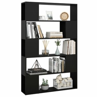 Boekenkast/kamerscherm 100x24x155 cm spaanplaat zwart 8720286651544 6