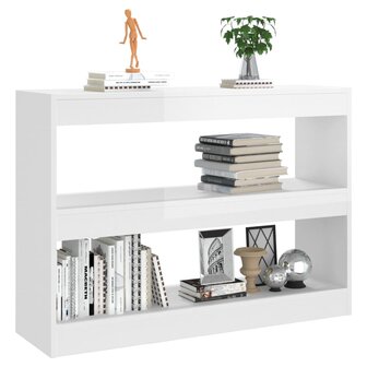 Boekenkast/kamerscherm 100x30x72 cm hoogglans wit 8720286843703 5