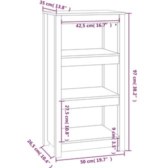 Boekenkast 50x35x97 cm massief grenenhout wit 8720845556563 8