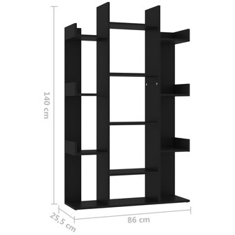 Boekenkast 86x25,5x140 cm spaanplaat zwart 8720286645819 7