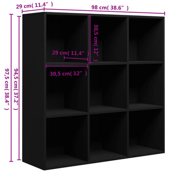 Boekenkast 98x29x97,5 cm bewerkt hout zwart 8719883869841 6