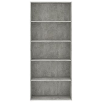 Boekenkast met 5 schappen 80x30x189 cm bewerkt hout betongrijs 8719883816258 4