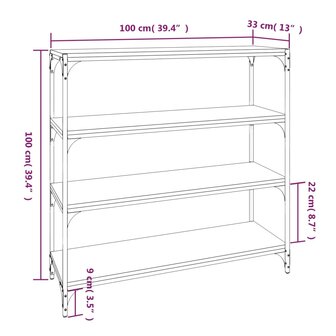 Boekenkast 100x33x100 cm bewerkt hout en staal bruineikenkleur 8720287197430 9