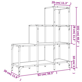 Boekenkast 92x30x102 cm bewerkt hout en metaal sonoma eiken 8721012479760 10