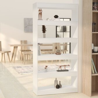 Boekenkast/kamerscherm 80x30x166 cm spaanplaat wit 8720286843567 1