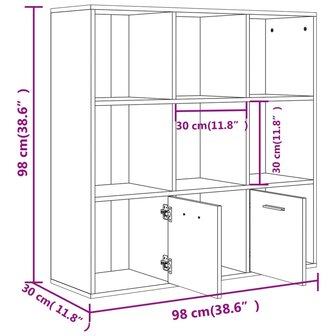 Boekenkast 98x30x98 cm bewerkt hout betongrijs 8719883869780 10