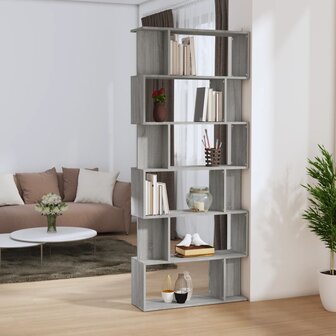 Boekenkast/kamerscherm 80x24x192 cm bewerkt hout grijs sonoma 8720845693282 1