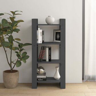 Boekenkast/kamerscherm 60x35x125 cm massief hout grijs 8720286905241 1