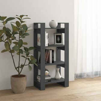 Boekenkast/kamerscherm 60x35x125 cm massief hout grijs 8720286905241 6