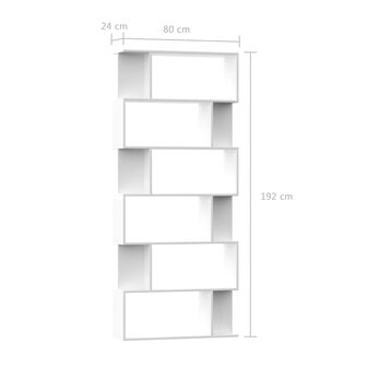 Boekenkast / kamerscherm 80x24x192 cm bewerkt hout wit 8719883672519 7