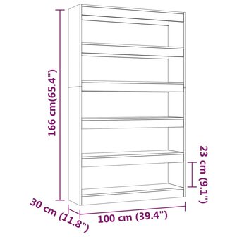 Boekenkast/kamerscherm 100x30x166 cm betongrijs 8720286843840 7