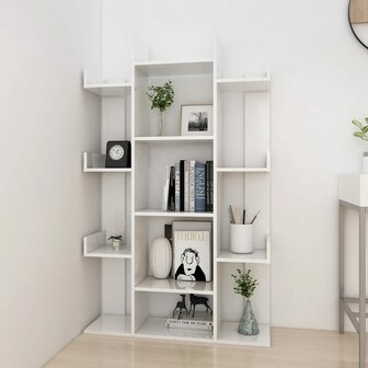 Boekenkast 86x25,5x140 cm spaanplaat hoogglans wit 8720286645864 3