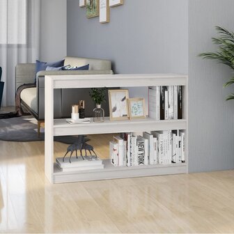 Boekenkast/kamerscherm 100x30x71,5 cm grenenhout wit 8720286609095 1