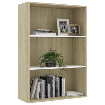 Boekenkast 3 schappen 80x30x114 cm hout wit sonoma eikenkleur 8719883816081 3