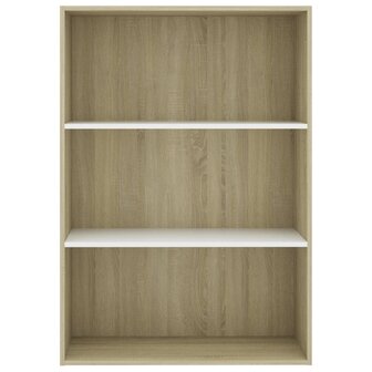 Boekenkast 3 schappen 80x30x114 cm hout wit sonoma eikenkleur 8719883816081 4