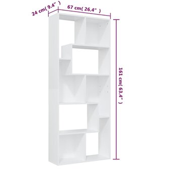 Boekenkast 67x24x161 cm bewerkt hout wit 8719883915791 10