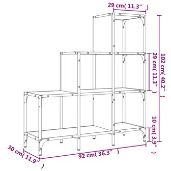 Boekenkast 92x30x102 cm bewerkt hout en metaal zwart 8721012479753 10