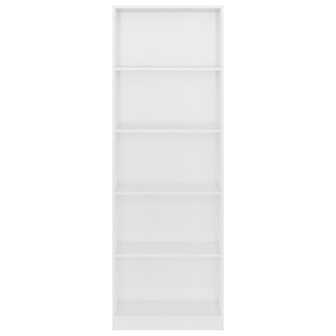 Boekenkast 5 schappen 60x24x175 cm bewerkt hout hoogglans wit 8719883869353 4