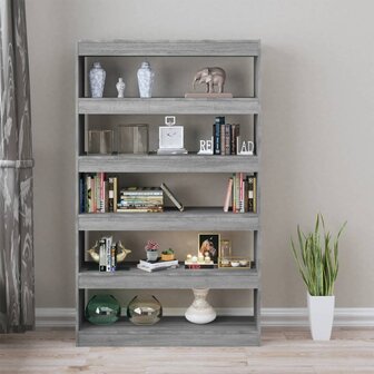 Boekenkast/kamerscherm 100x30x166 cm grijs sonoma eikenkleurig 8720286844700 3