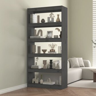 Boekenkast/kamerscherm 80x30x167,4 cm massief grenenhout grijs 8720286609002 1