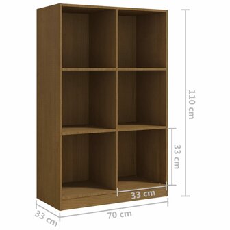 Boekenkast 70x33x110 cm massief grenenhout honingbruin 8720286772867 8